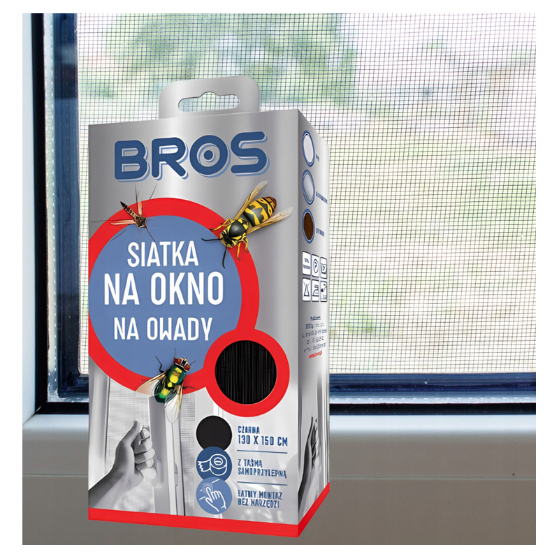 Siatka na okno czarna, moskitiera na owady, Bros