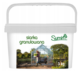 Siarka granulowana Sumin, dezynfekcja szklarni, tuneli, magazynów, zakwaszanie gleby.