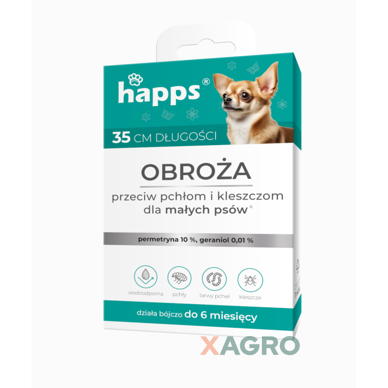 Obroża przeciw pchłom i kleszczom dla psów Happs